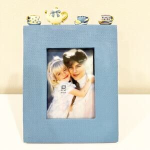 Vintage Tea Time Cups Feminine Cottage Girlie Artsy‎ Bows 3.5 x 5" Picture Frame
